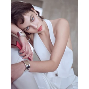 Crop Yelek Düğmeli V Yaka