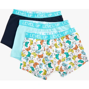 3'lü Boxer Seti Oyun Baskılı Çok Renkli