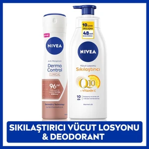 Q10 Sıkılaştırıcı Vücut Losyonu 200ML ve Kadın Sprey Deodorant Derma Control Clinical 150ML