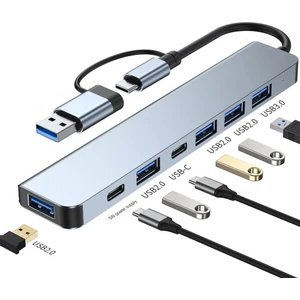 7 In 1 Usb/type-C To USB A+Usb C-Usb 2.0/3.0 Çift Uçlu Çevirici Adaptör Çok Portlu Çoklayıcı USB Hub