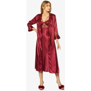 Pierre Cardin 6'lı 6025 Bordo Uzun Gecelik Sabahlık Takımı