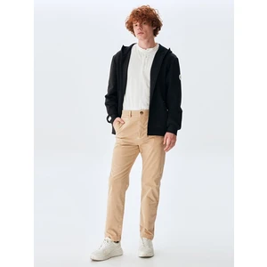 Erkek Düz Paça Slım Krem Pantolon