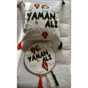 Punch Passion Işlemeli Isimli Kapı Süsü ve Takı Yastığı Takımı,bebek Hediyelik (Iç Dolgusuz)