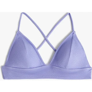 Üçgen Bikini Üstü Dokulu Çapraz Askılı Kaplı