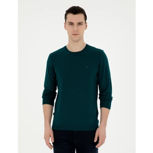 Pierre Cardin Erkek Yeşil Slim Fit Bisiklet Yaka Yün Karışımlı Basic Triko Kazak 50270054-VR054