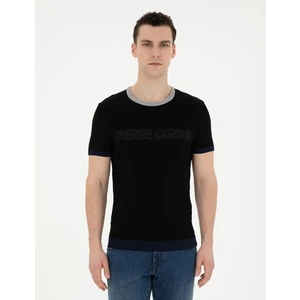 Pierre Cardin Erkek Siyah Slim Fit Bisiklet Yaka Triko Tişört 50288086-VR046