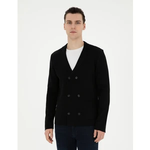 Pierre Cardin Erkek Siyah Slim Fit Yün Karışımlı Düğmeli Triko Hırka 50278079-VR046