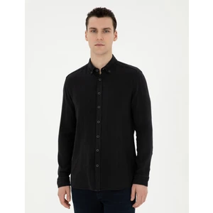 Pierre Cardin Erkek Siyah Regular Fit Uzun Kollu Gömlek 50284407-VR046
