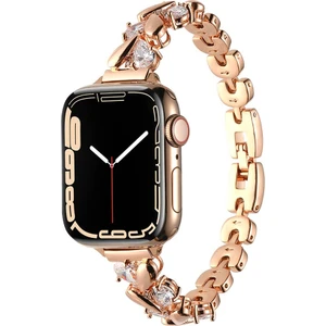 Apple Watch 7 8 9 41 mm Uyumlu Zarif Taşlı Tasarım Metal Kordon New Collection Şık Kayış