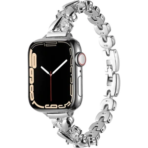 Apple Watch 7 8 9 41 mm Uyumlu Zarif Taşlı Tasarım Metal Kordon New Collection Şık Kayış