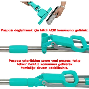 Çift Sıkmalı Pratik Paspas - Yeşil - 121x28x7 cm