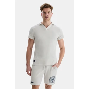 Russel Bej Polo Yaka Baskılı Erkek Tshirt