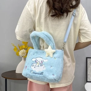 Sevimli Çizgi Film Çanta Sanrio Çanta Kuromi Tarçın Köpek Omuz Crossbody Çanta Peluş Oyuncak (Yurt Dışından)