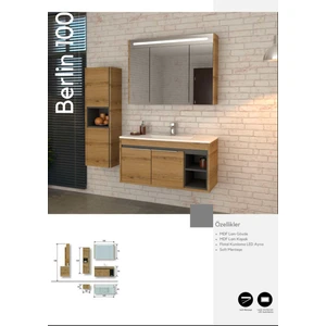 Berlin 100 cm Banyo Dolabı Boy Dolabı Dahil
