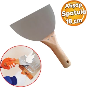 Ahşap Saplı Metal Macun Spatula Temizlik Boya Sıva Kazıma Harç Karıştırma Ispatulası 18 cm