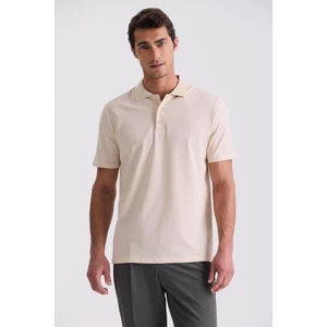 Bej Regular Fit Desenli Polo Yaka T-Shirt