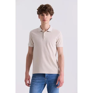 Bej Slim Fit Polo Yaka Erkek T-Shirt