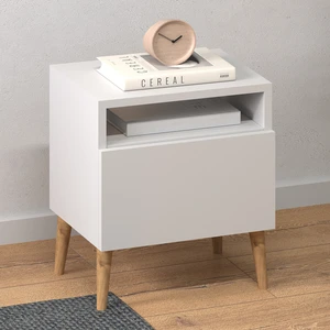 Monte Sehpa Luce Modern Komodin Beyaz Yonga Levha Tasarımı ile 1 Raflı