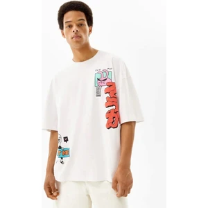 The Champ Bisiklet Yaka Baskılı Oversize Erkek T-Shirt