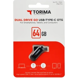 USB Flash Bellek Type C OTG Çift Sürücülü 64GB Siyah