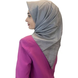 Jakarlı Monogram Eşarp, Piramit Monogram, Desenli Eşarp 01009