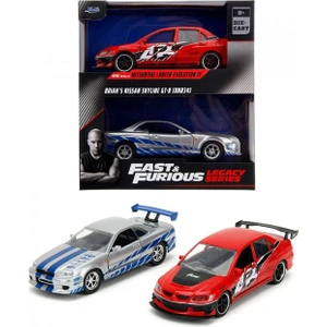 Jada 1/32 Ölçek 2'li Fast And Furious Set - Mitsubishi Lancer Evolution Ix & Brian's Nissan Skyline Gt-R BNR34 (Hızlı ve Öfkeli)