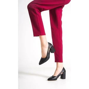 Tamdabu Ayakkabı Deri Topuklu Siyah Kadın Ayakkabı TMD12078