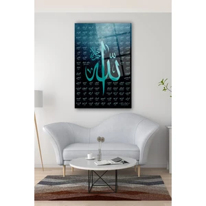 Duvar Sanatı Allah'ın 99 Ismi Esmaül Hüsna Dini Dikey Cam Tablo Ev Ofis Salon Duvar Dekoru Hediyelik Büyük Tablo