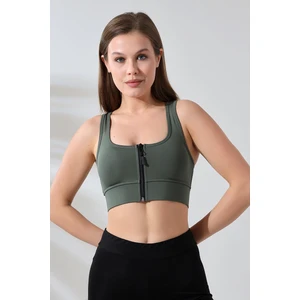 Crop Pedli Destekli Dolgulu Önü Fermuarlı Spor Sütyeni