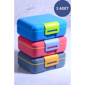 3 Adet Design Kendinden Kaşıklı 5 Bölmeli 2 Katlı Beslenme Kutusu