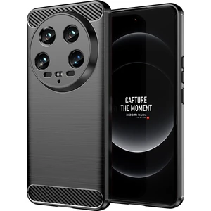 Xiaomi 14 Ultra Için Yumuşak Karbon Fiber Fırçalanmış Tpu Telefon Kılıfı - Siyah (Yurt Dışından)