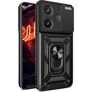 M.TK Moveteck Xiaomi Redmi Note 13 Pro Plus Kılıf Kamera Korumalı Sürgülü Yüzüklü Armor Military Tank Kızaklı Kapak