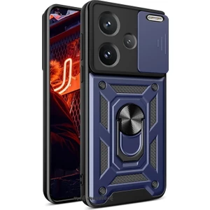 M.TK Moveteck Xiaomi Redmi Note 13 Pro Plus Kılıf Kamera Korumalı Sürgülü Yüzüklü Armor Military Tank Kızaklı Kapak