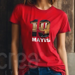 Crea Eymer Wear 19 Mayıs Özel Tasarım Atatürk Anıtkabir Baskılı Kırmızı Tişört