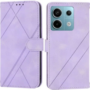4U Sky Xiaomi Redmi Note 13 Pro 5g Cüzdan Kılıf Pu Deri+Tpu Telefon Kapağı Baskılı Çizgi-Mor Için (Yurt Dışından)