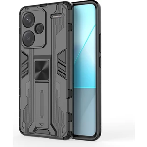 4U Sky Xiaomi Redmi Note 13 Pro+ 5g Kılıf Pc + Tpu Çift Katmanlı Kickstand Telefon Kapağı-Siyah (Yurt Dışından)