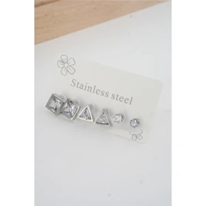 By Zeyna Aksesuar Kadın 316 L Paslanmaz Çelik Kararmaz  6'lı Küpe Seti