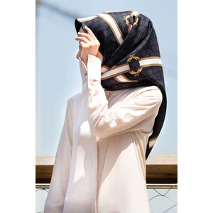 Twill Ipek Eşarp Siyah, Krem 10653-0001