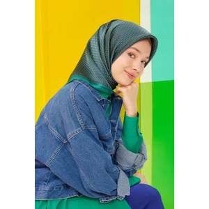 Twill Ipek Eşarp Lacivert, Yeşil, Krem 8733-32