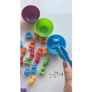 Bilmiş Çocuk Montessori Eğitici Eğlenceli Sevimli Hayvanlar Aktarım Seti 44 Parça