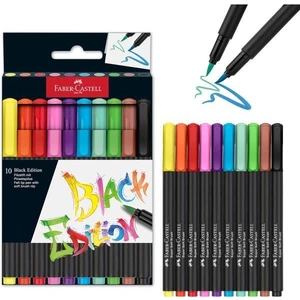 Black Edition Keçeli Kalem Fırça Uç 10’lu, Parlak Renkler, Yazım ve Boyama İçin Uygun, Yumuşak