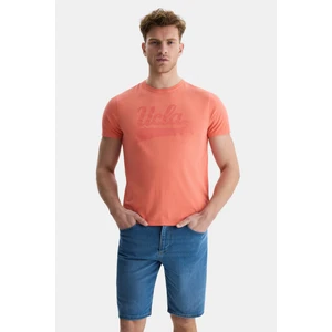 Margan Pembe Bisiklet Yaka Baskılı Erkek Tshirt