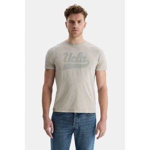 Margan Gri Bisiklet Yaka Baskılı Erkek Tshirt