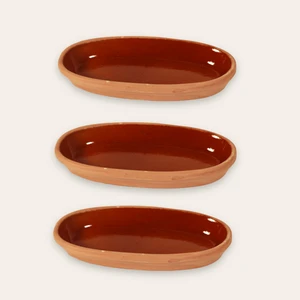 3'lü Toprak Sırlı Balık Güveci-Balık Tavası 27X13X4
