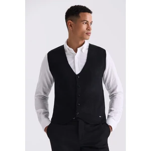 Siyah Slim Fit Erkek Triko Yelek