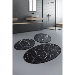 Chilai Home Marble Siyah Djt 3 Lü Set Banyo Halısı