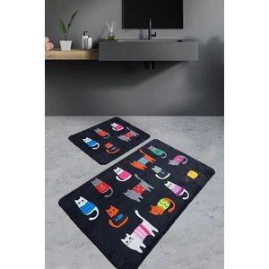 Chilai Home Black Cats Djt 2 Li Set Banyo Halısı, Paspas