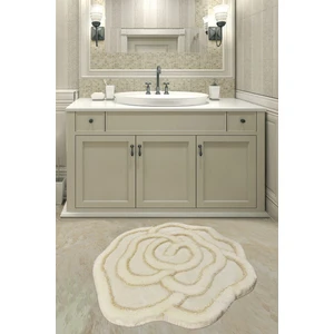 Chilai Home Bıg Rose Ekru Çap 90X90 Cm Banyo Halısı Akrilik