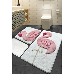 Chilai Home Pınk Flamıngo 3Lü Set Banyo Halısı