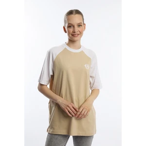 Polo State Kadın Oversize Fit Reglan Kol Basic Tişört Bej